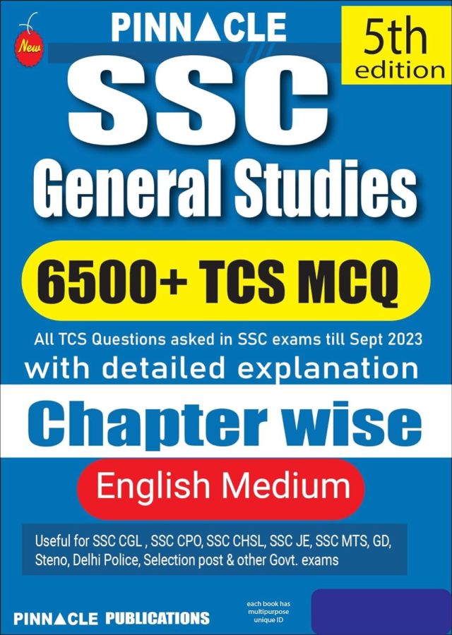 SSC General Studies 6500 TCS MCQ chapter wise with detailed explanation 5th edition English Medium