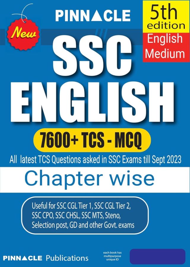 SSC English 7600 TCS MCQ chapter wise with detailed explanation 5th edition English Medium